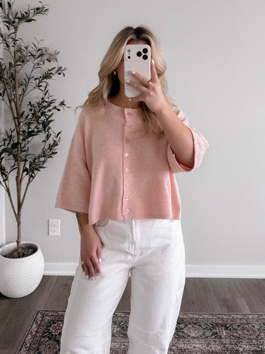 Livia Blush Button Cardigan
