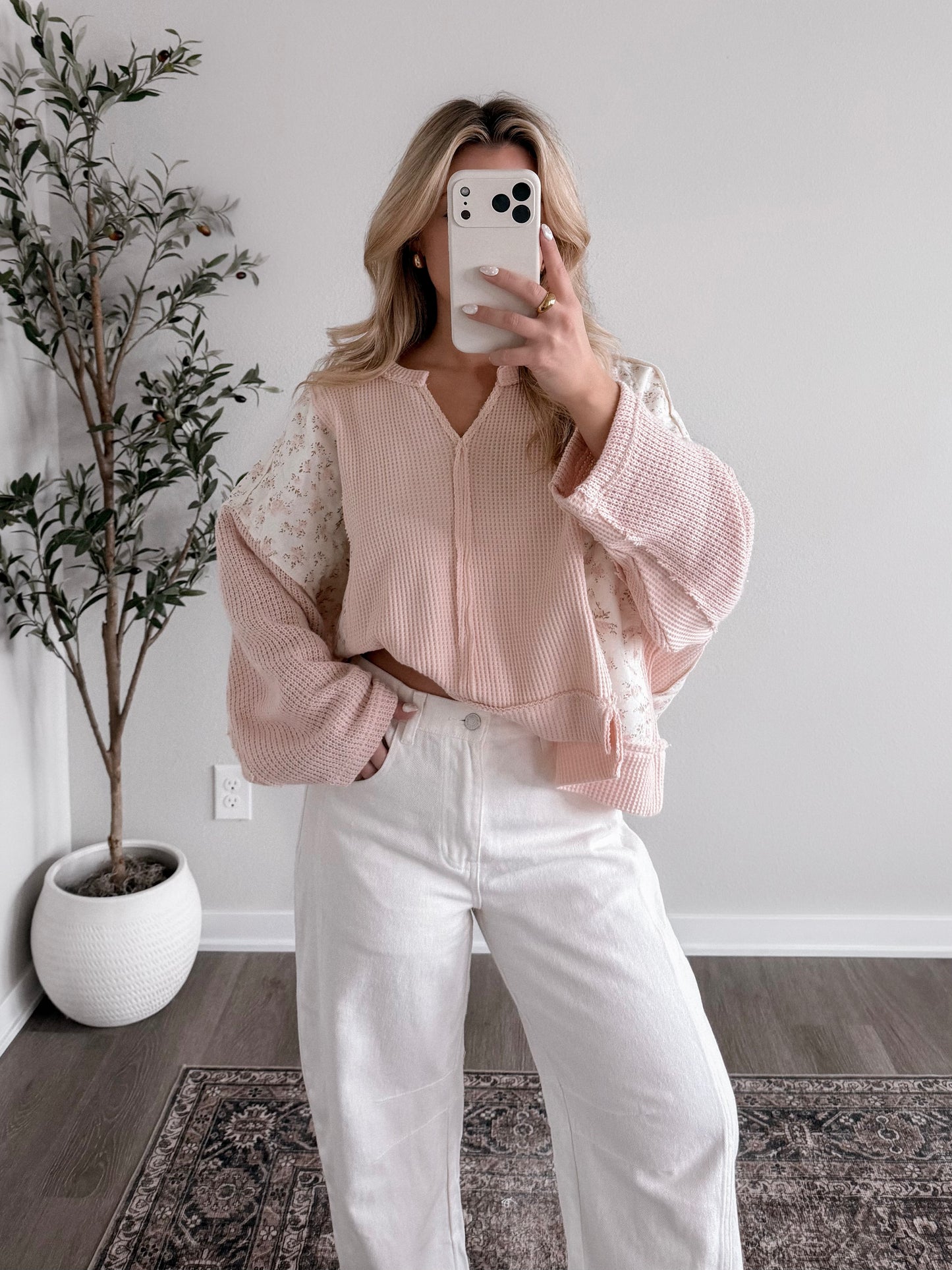 Blush Bloom Waffle Knit Top