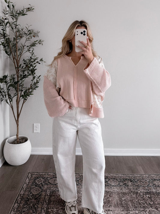 Blush Bloom Waffle Knit Top