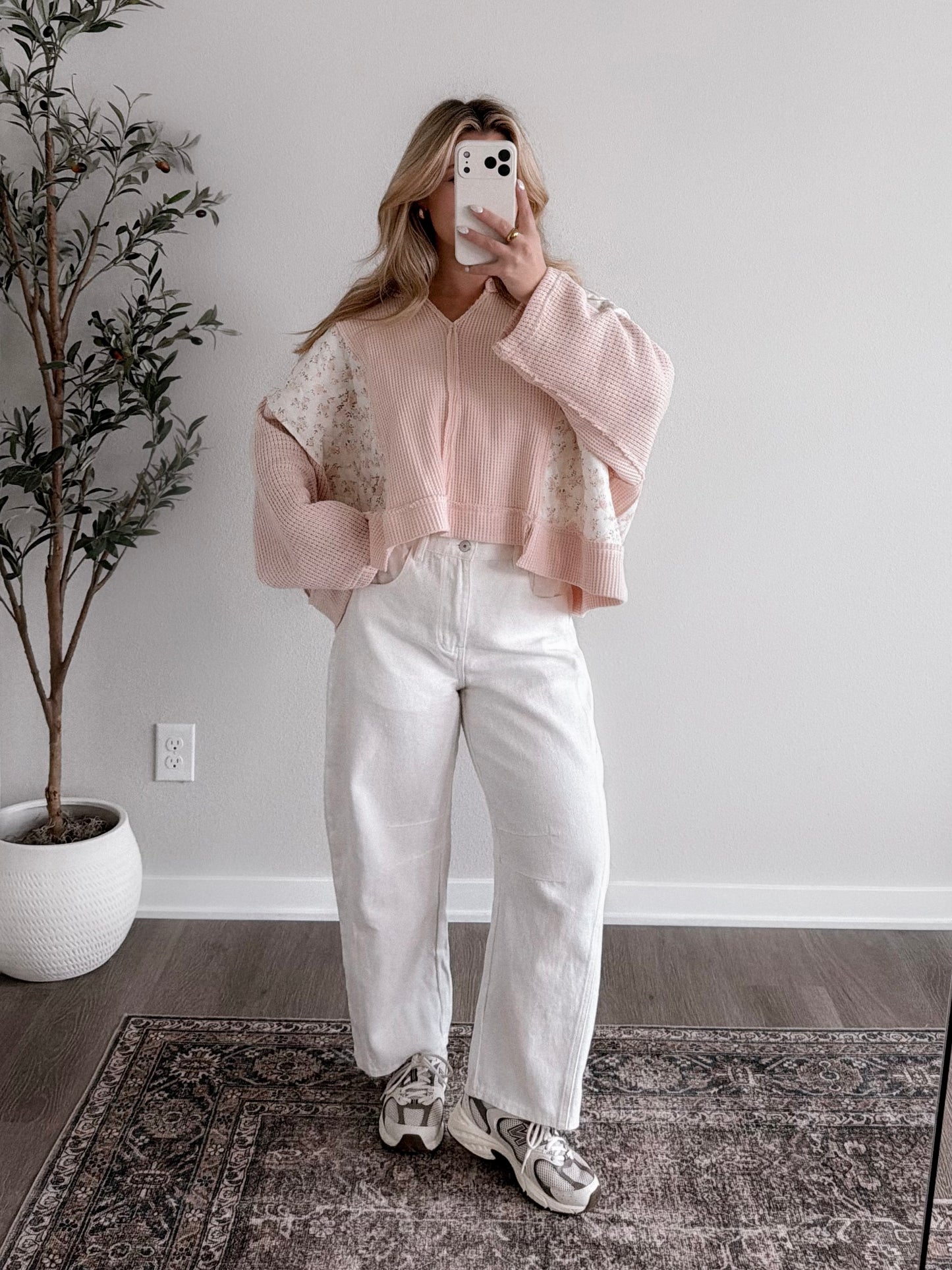 Blush Bloom Waffle Knit Top