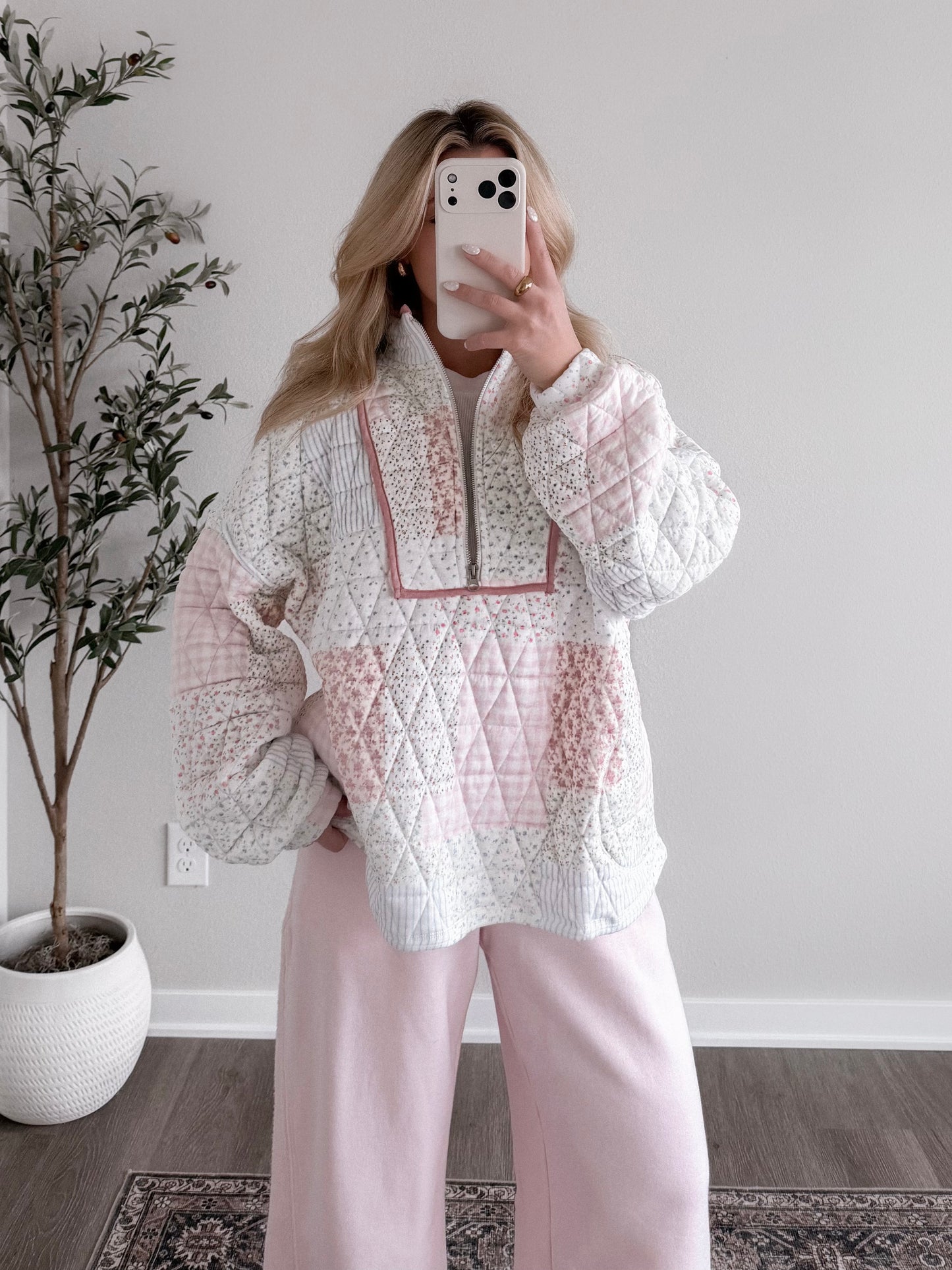 Spring Quilted Zip Pullover (Restocking End Of Feb)