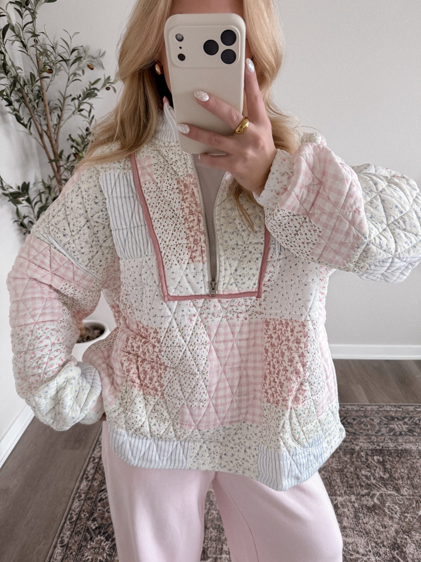 Spring Quilted Zip Pullover (Restocking End Of Feb)