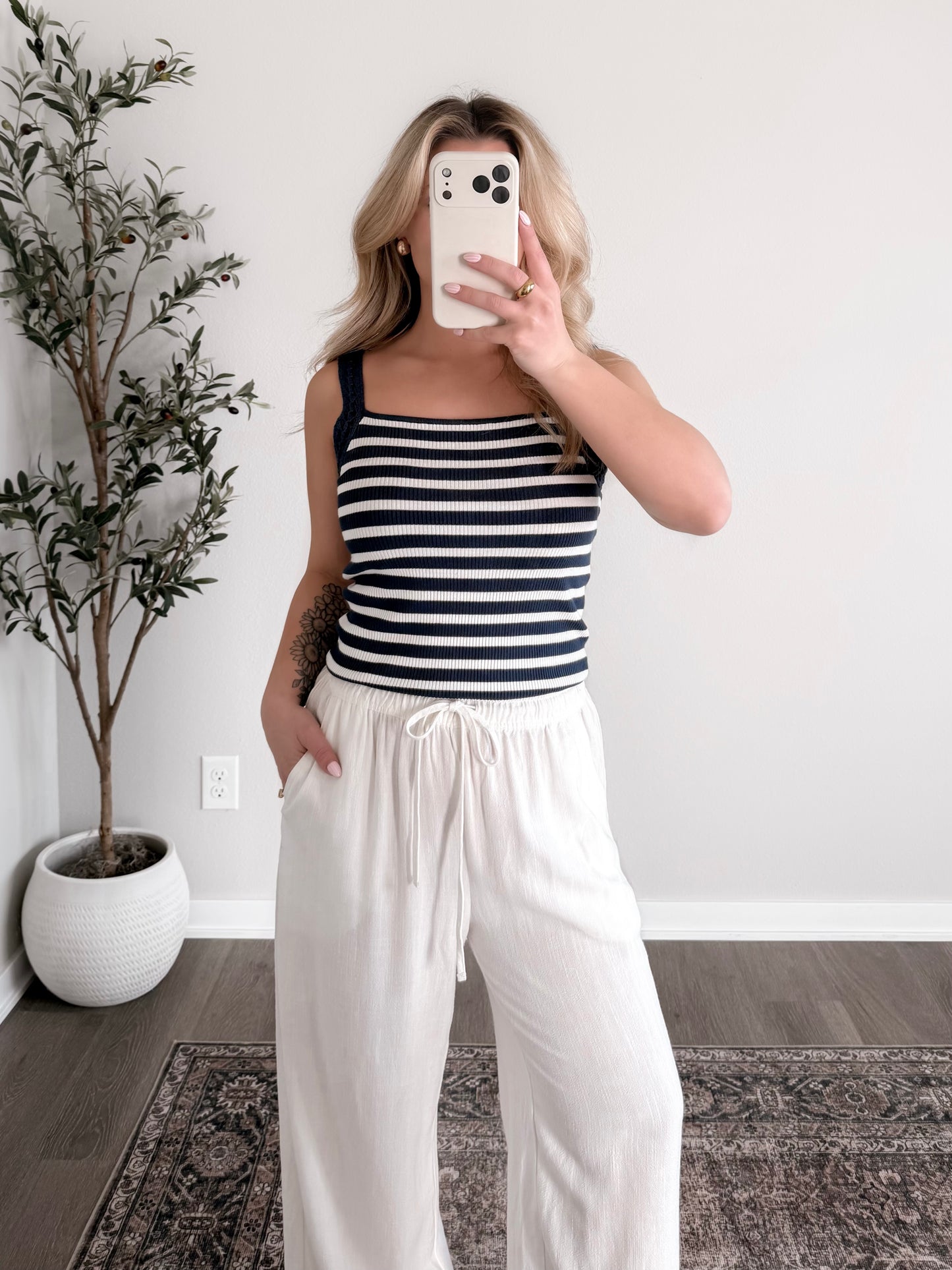 Harper Striped Tank / Navy