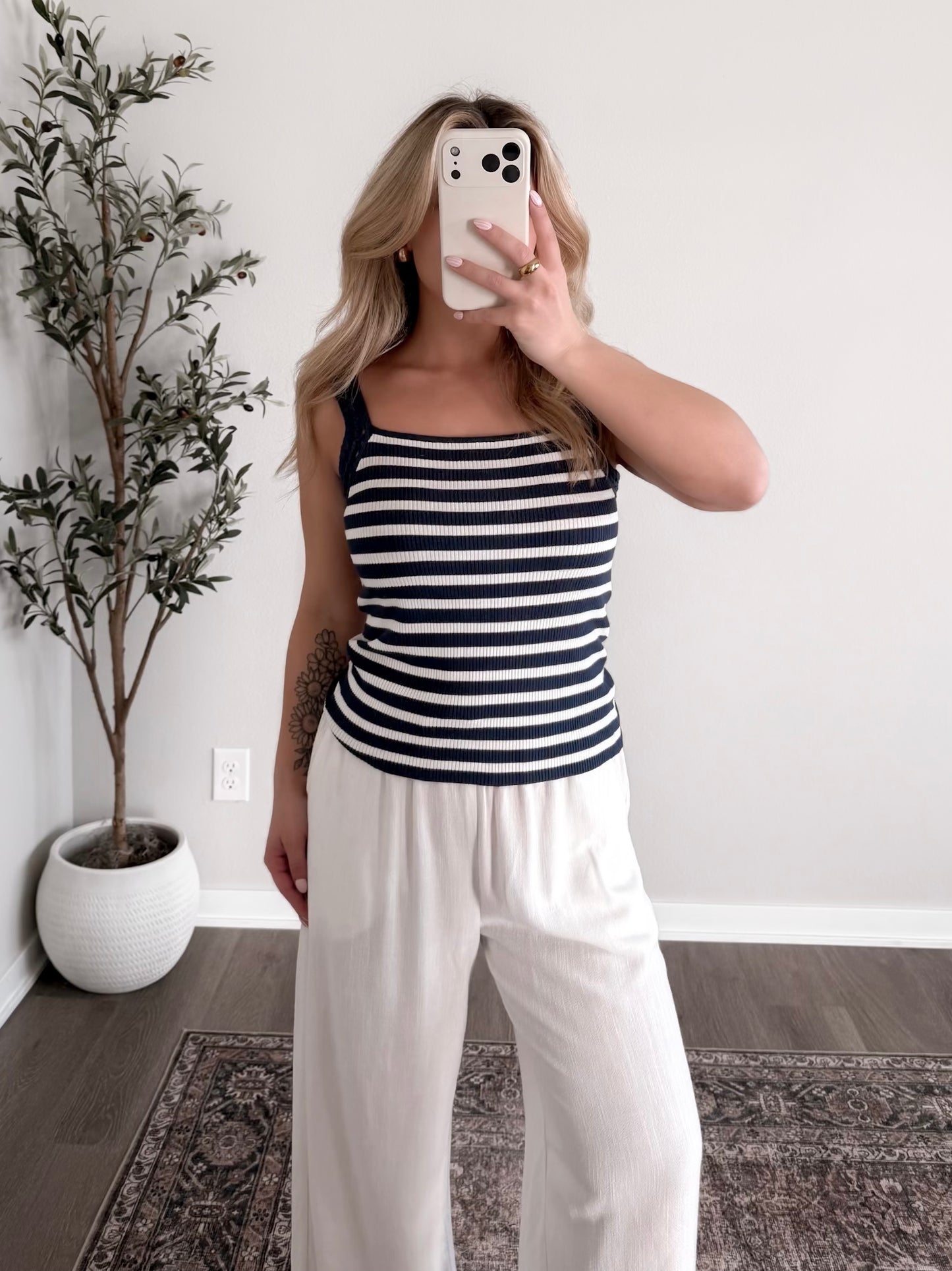 Harper Striped Tank / Navy