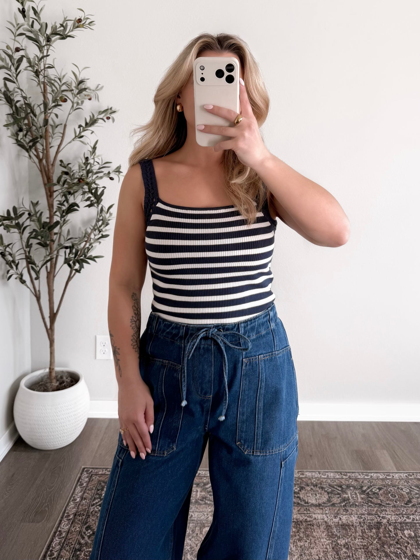 Harper Striped Tank / Navy