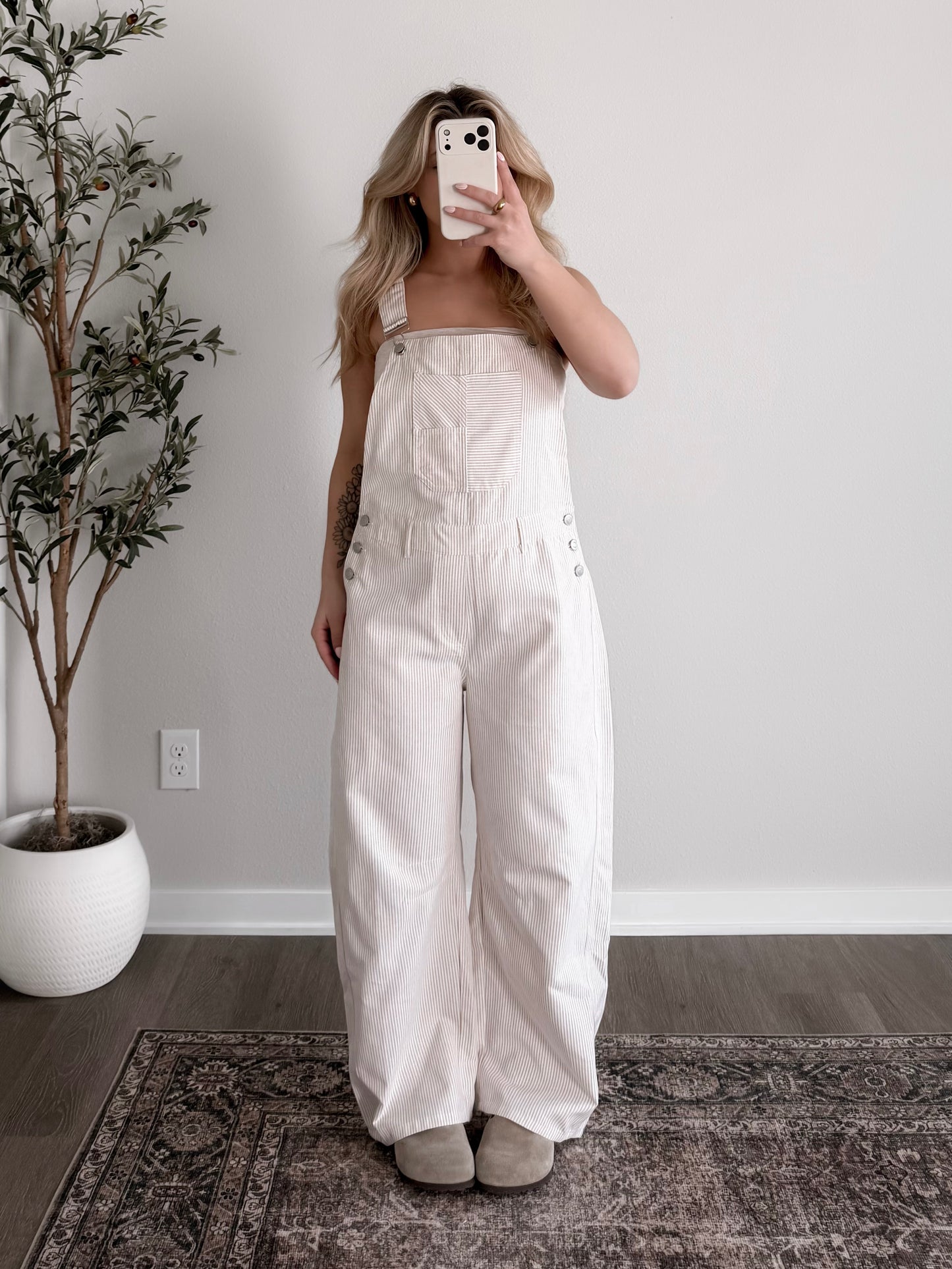 Saylor Striped Barrel Overalls