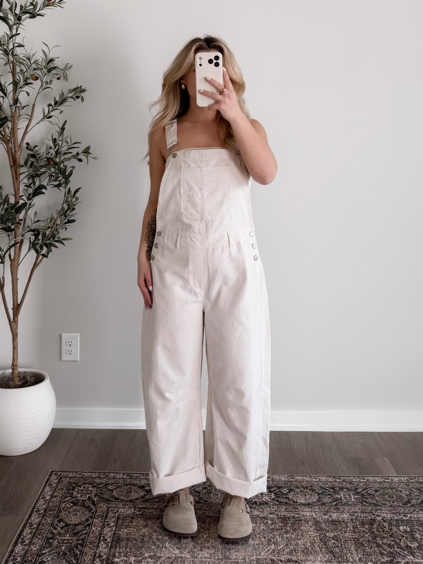 Saylor Striped Barrel Overalls