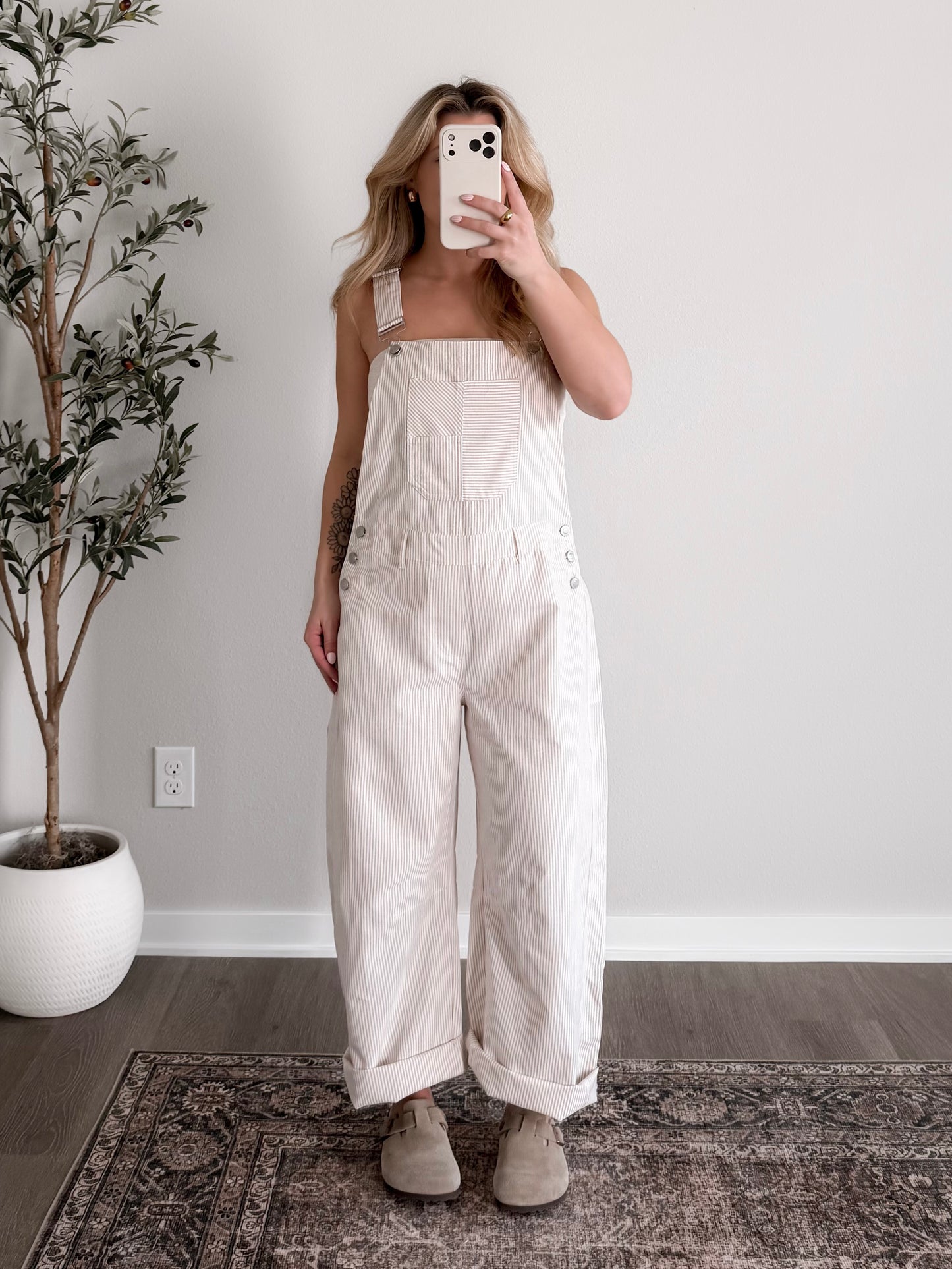 Saylor Striped Barrel Overalls
