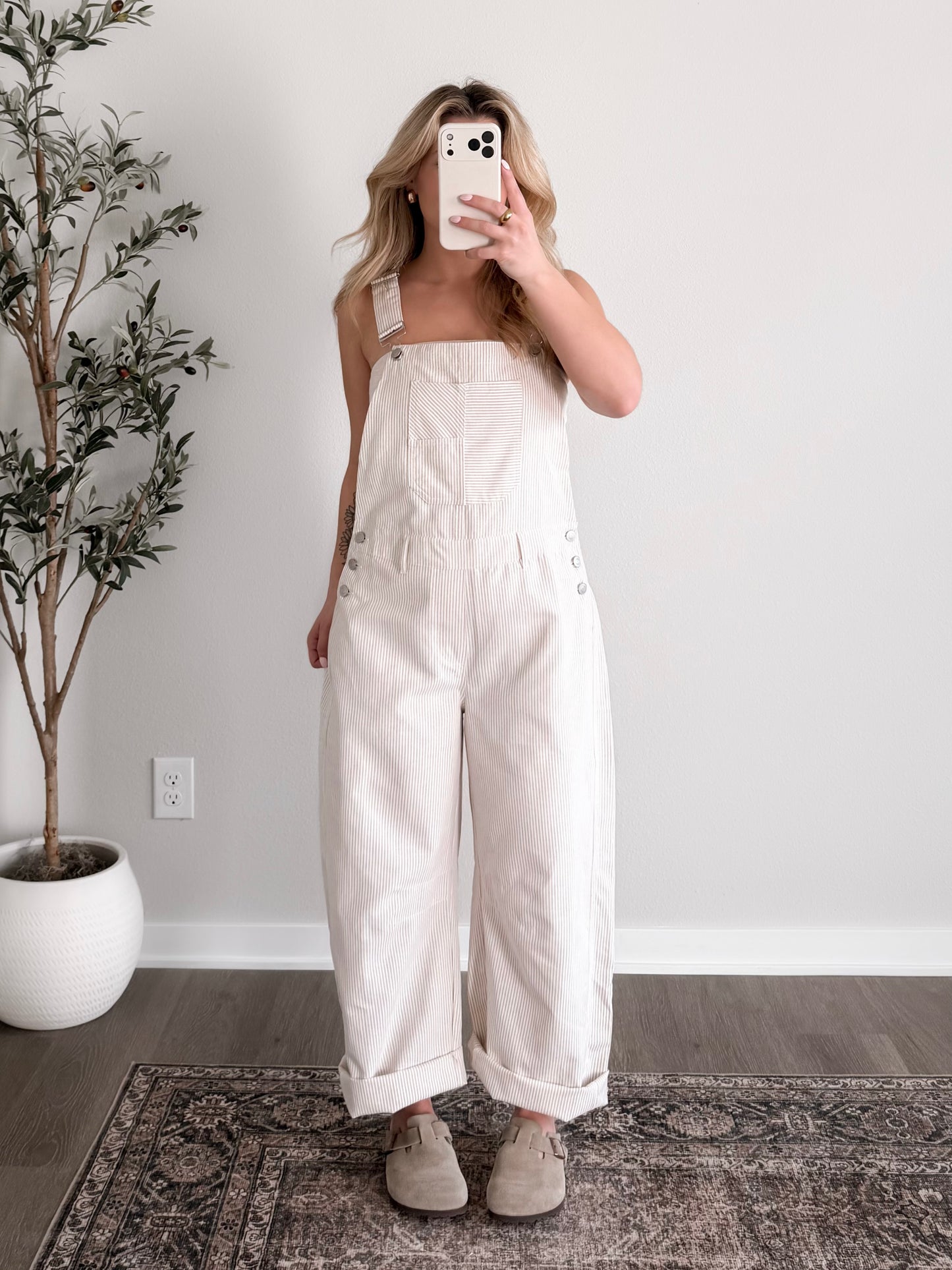 Saylor Striped Barrel Overalls