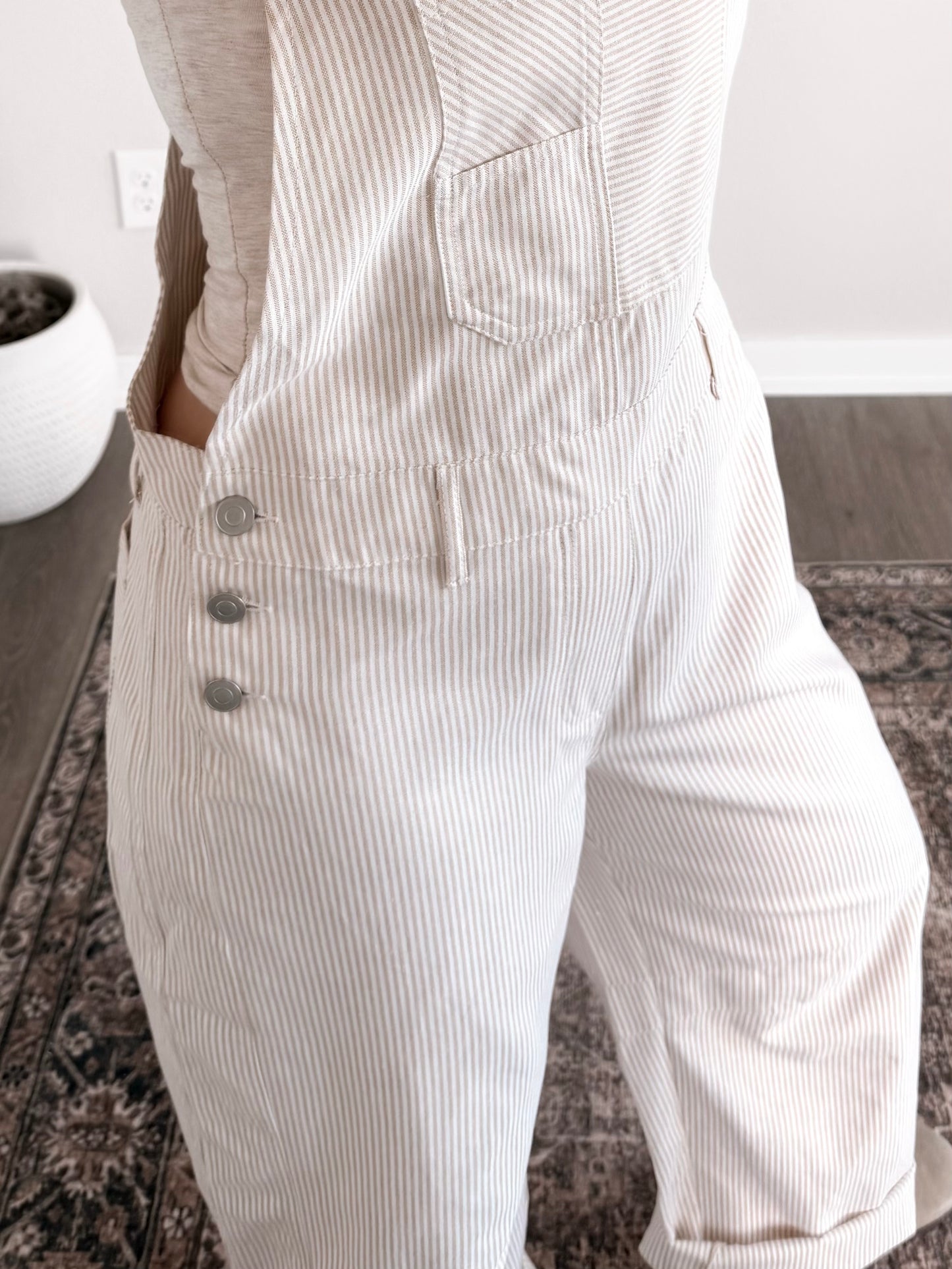 Saylor Striped Barrel Overalls