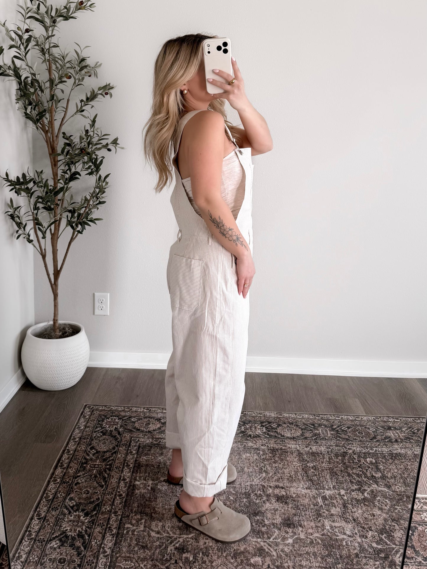 Saylor Striped Barrel Overalls