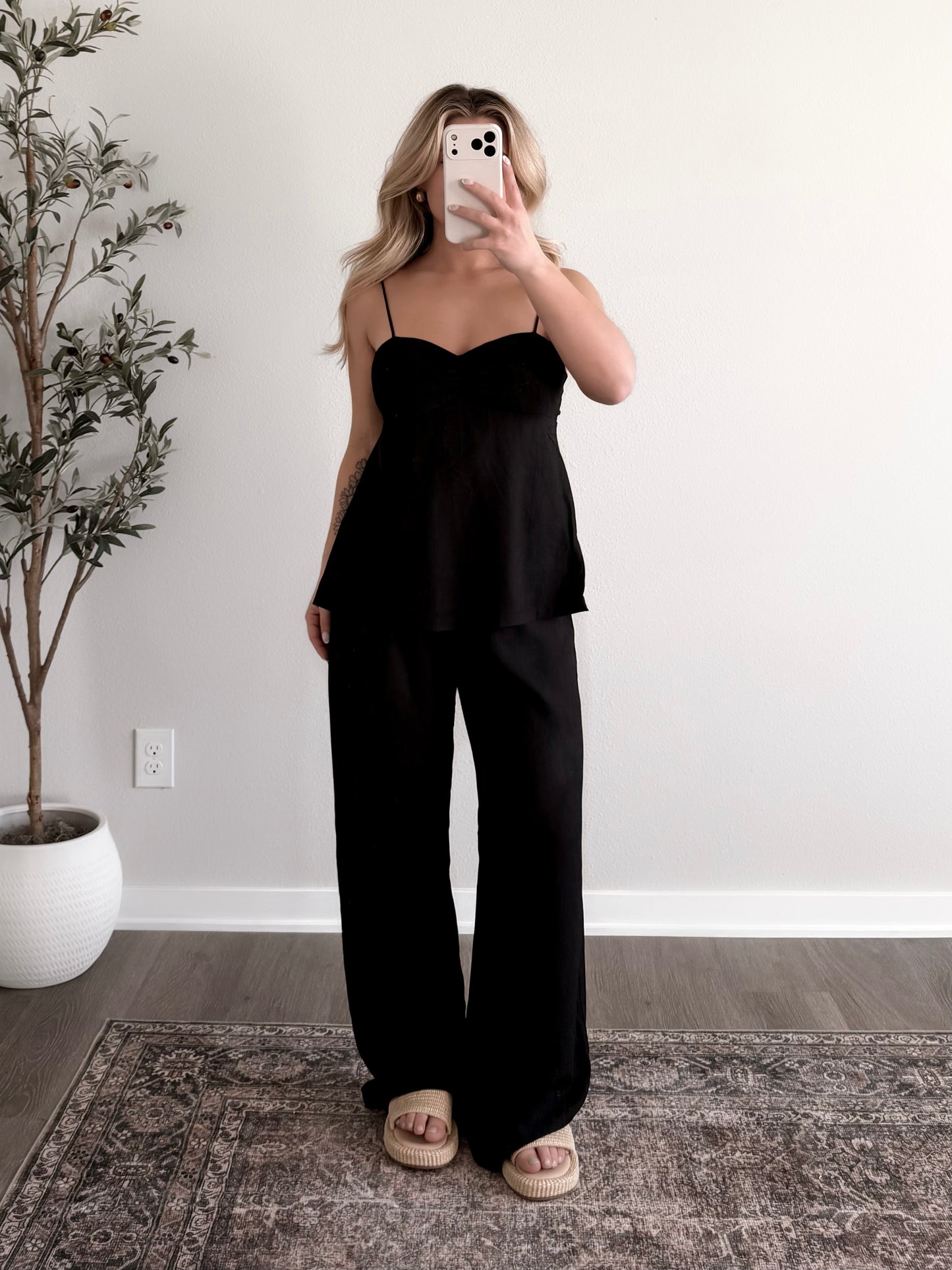 Coastal Night Linen Jumpsuit / Black