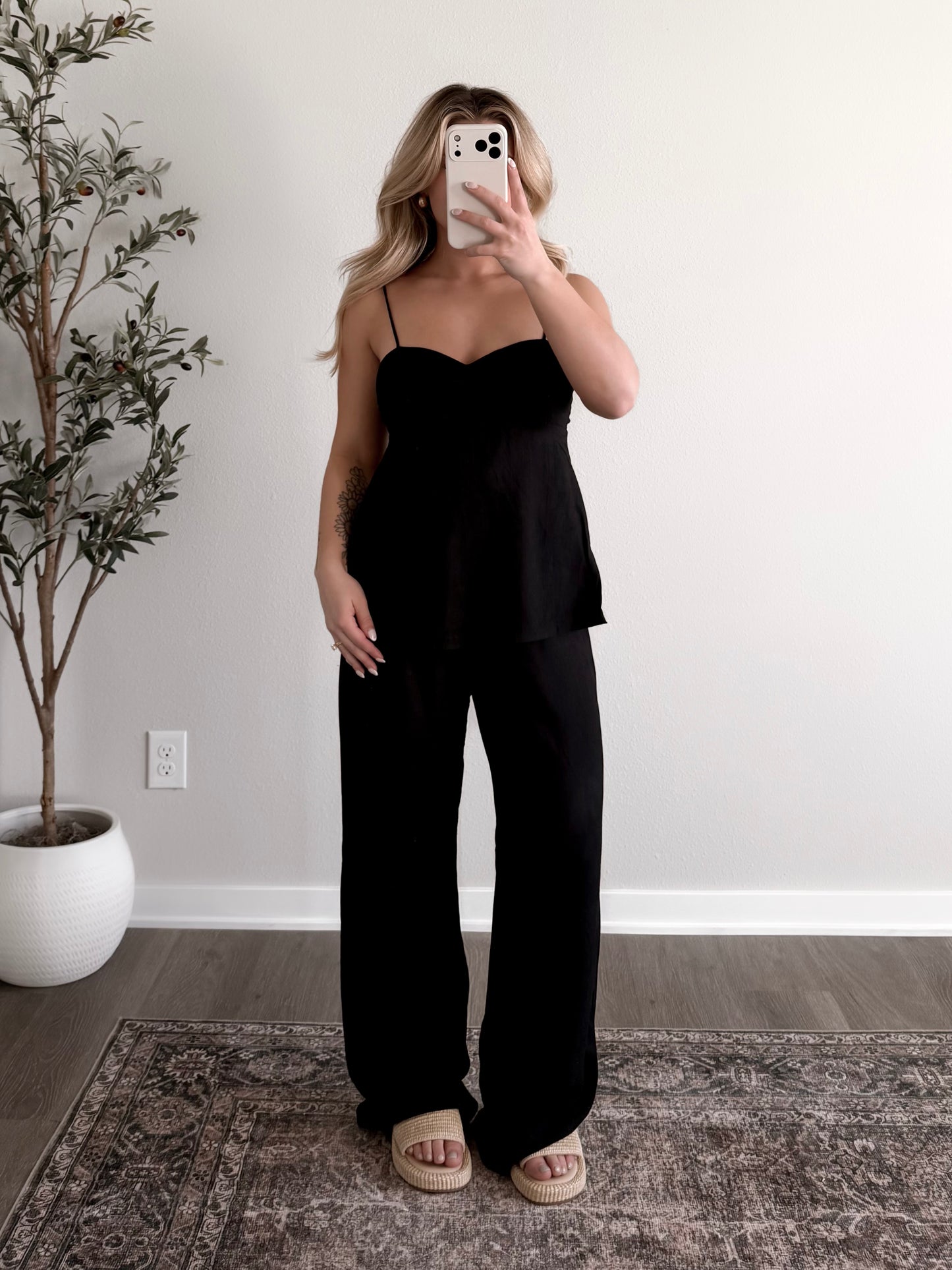 Coastal Night Linen Jumpsuit / Black