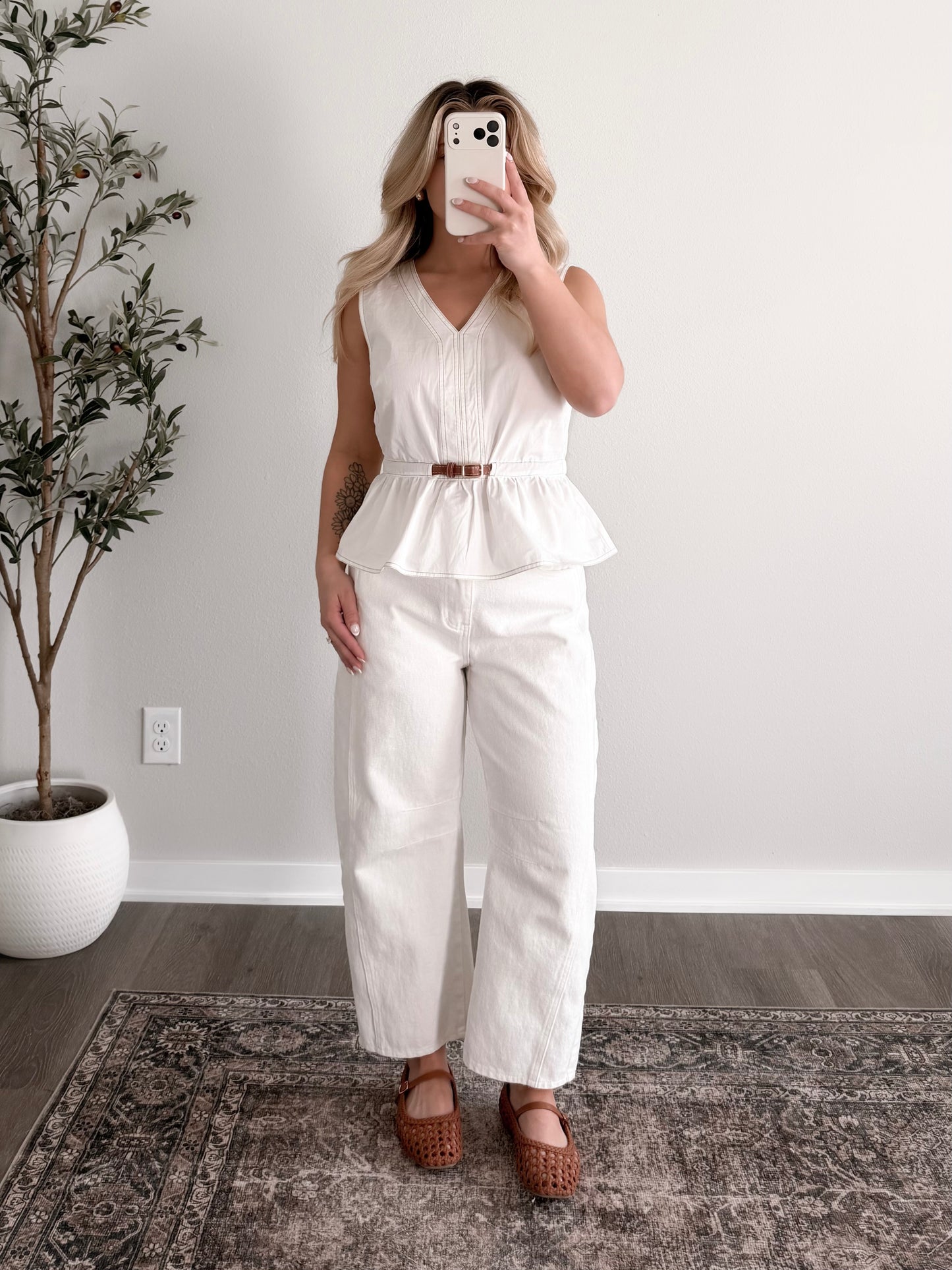 Office Muse Belted Cotton Top