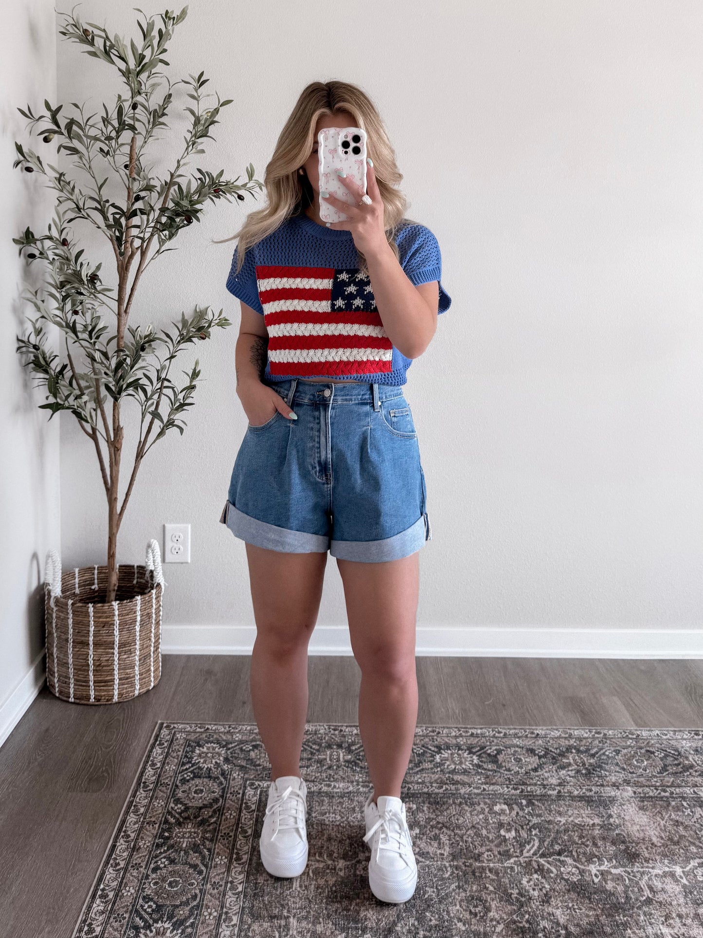American Flag Knit Sweater / Blue