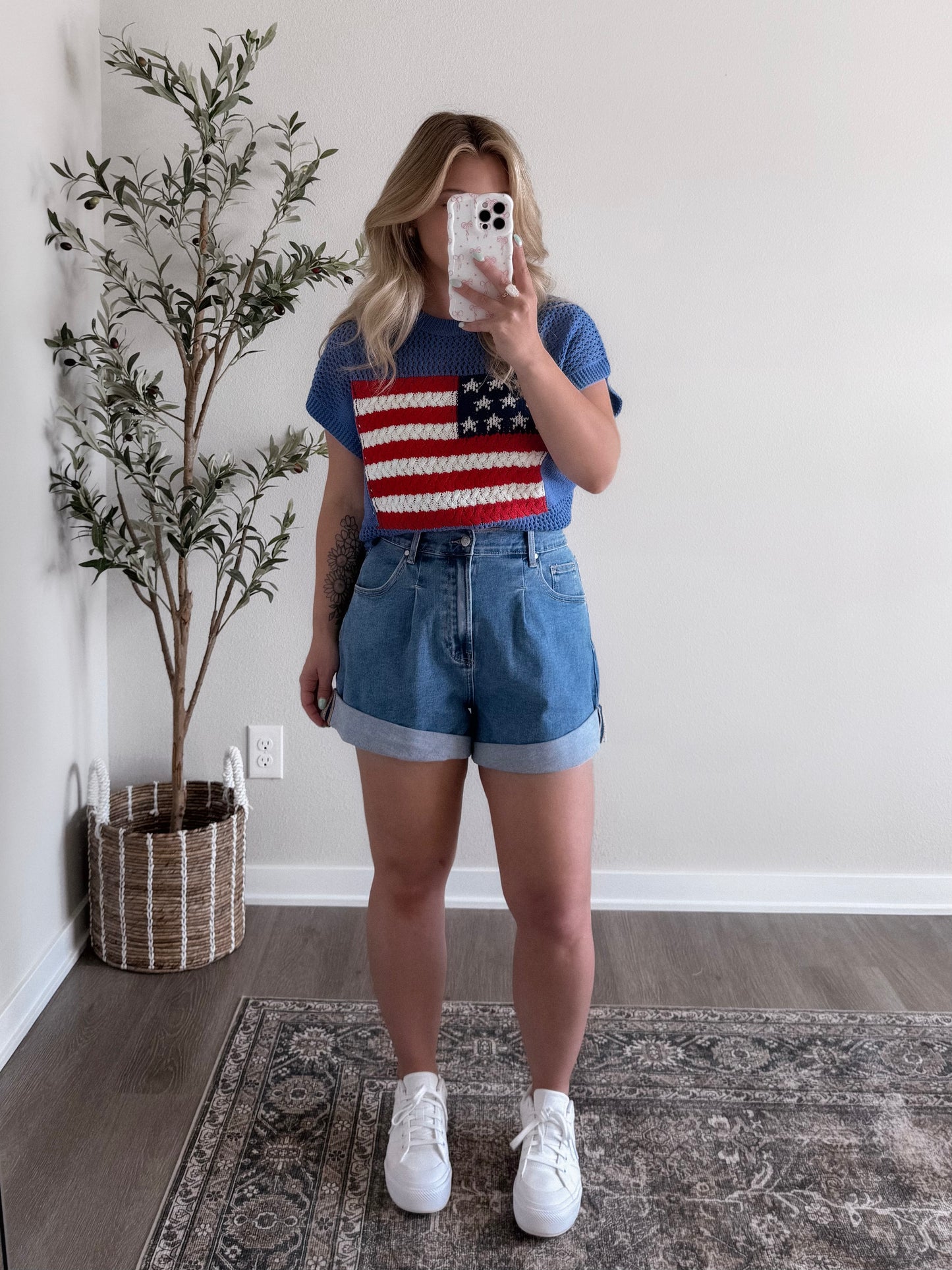 American Flag Knit Sweater / Blue