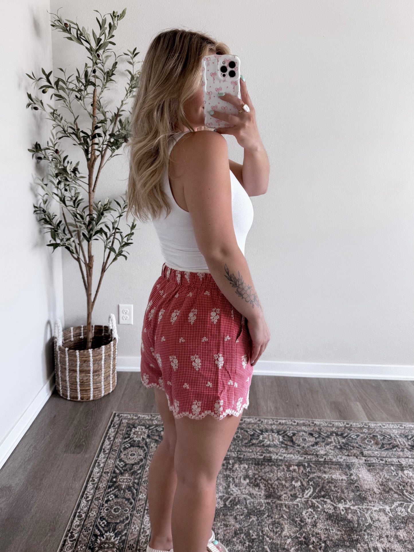 American Pie Gingham Shorts / Red (est ship date 5.21)