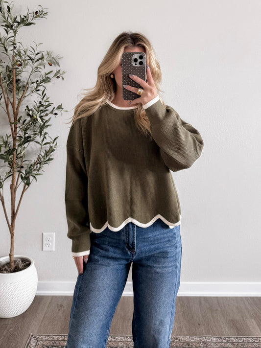 Cider Season Ribbed Sweater / Olive