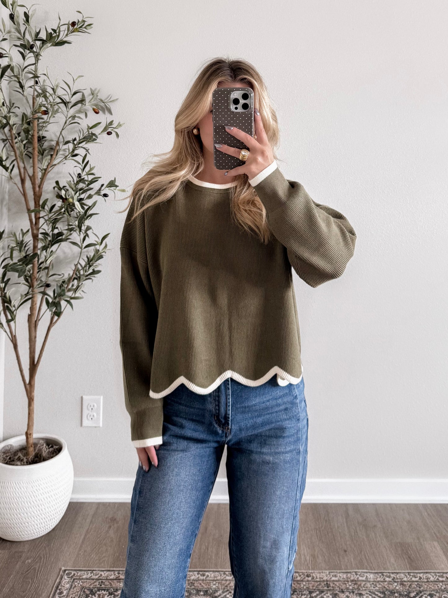 Cider Season Ribbed Sweater / Olive