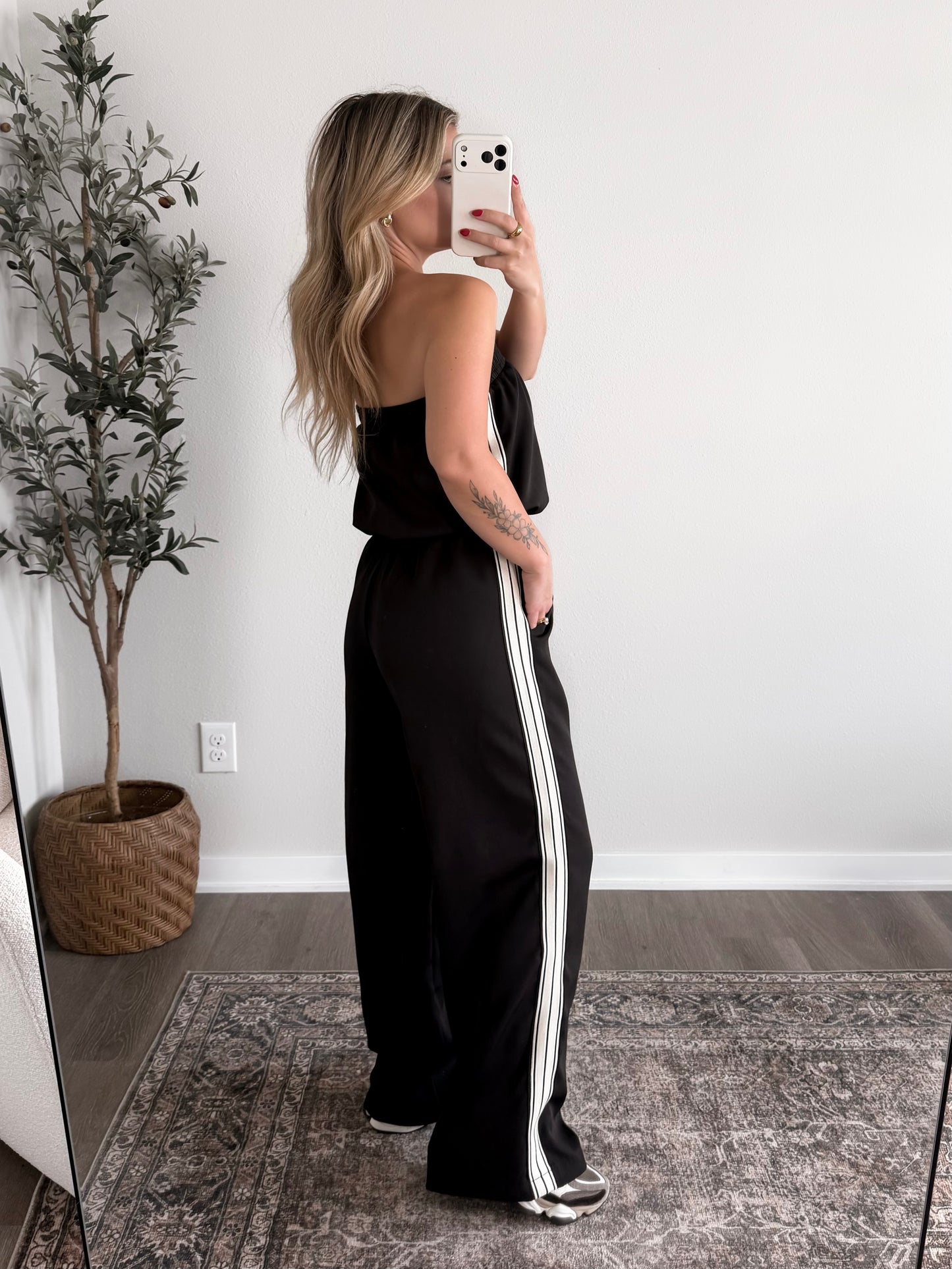 Track Star Strapless Jumpsuit