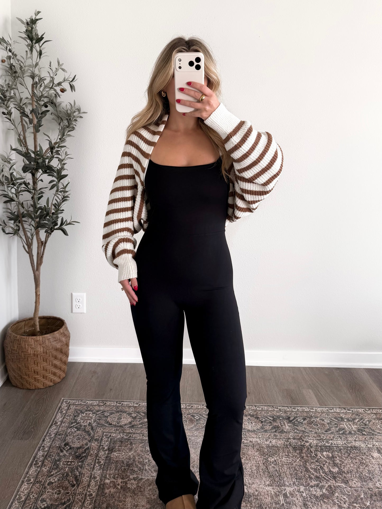Coffee Cake Striped Shrug