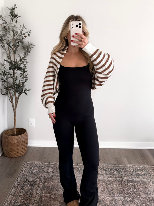 Coffee Cake Striped Shrug