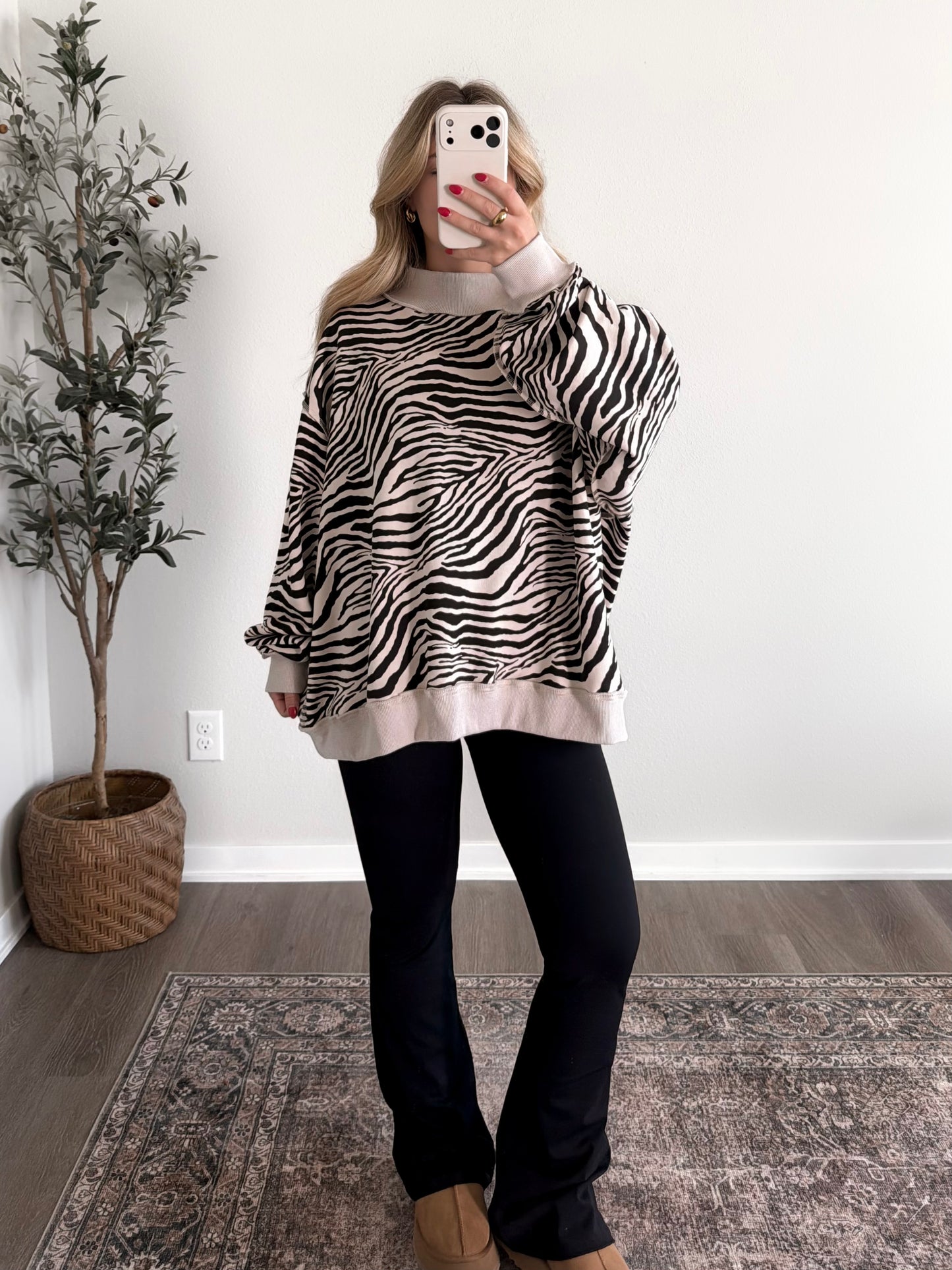 Zebra Oversized Mockneck