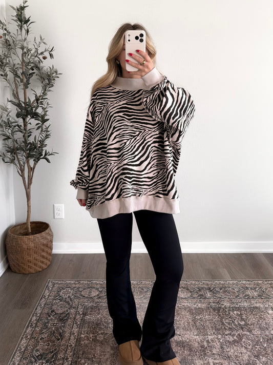 Zebra Oversized Mockneck
