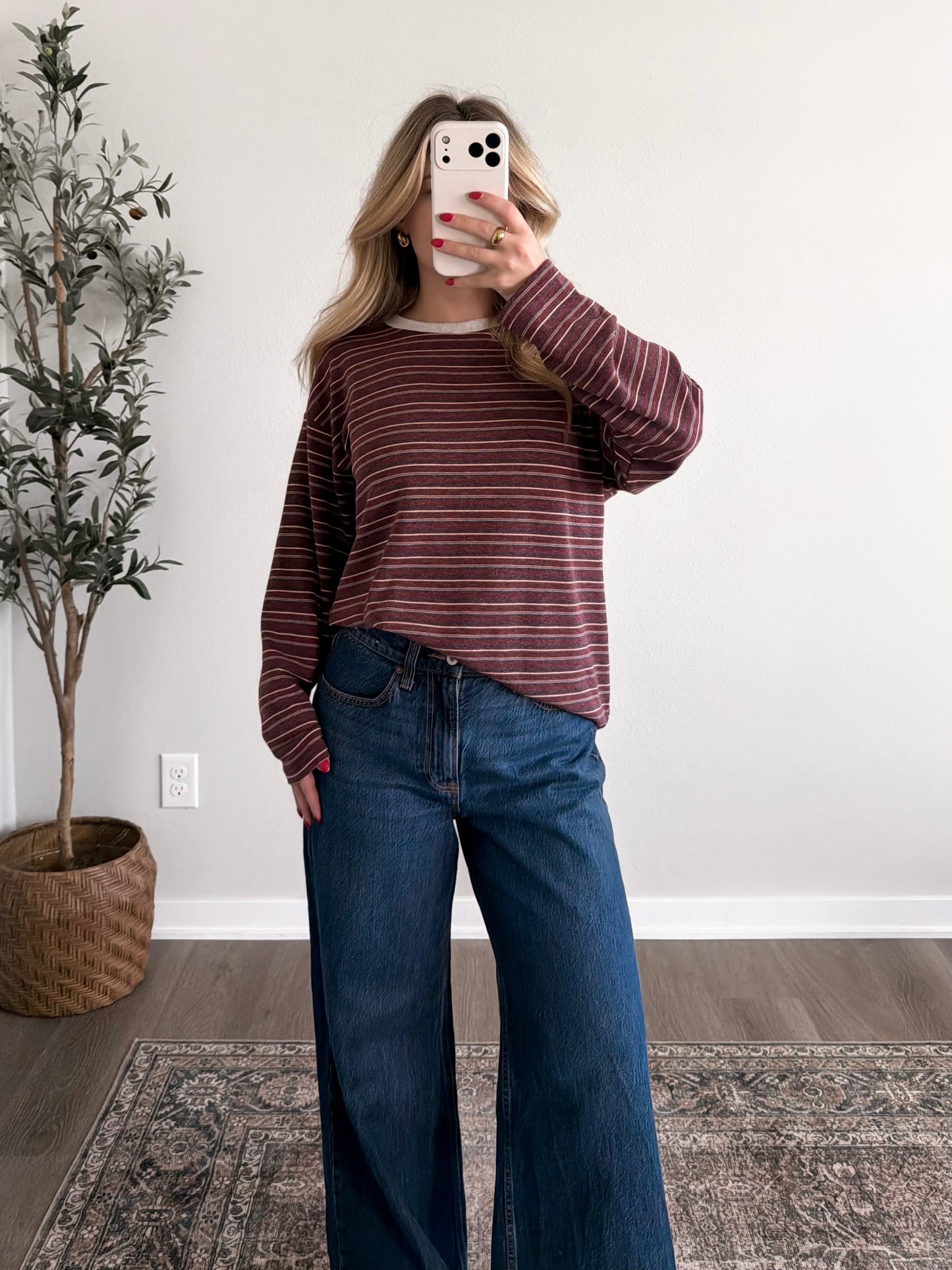 Daily Jam Striped Top / Maroon (Restocking Late October)