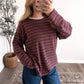 Daily Jam Striped Top / Maroon (Restocking Late October)