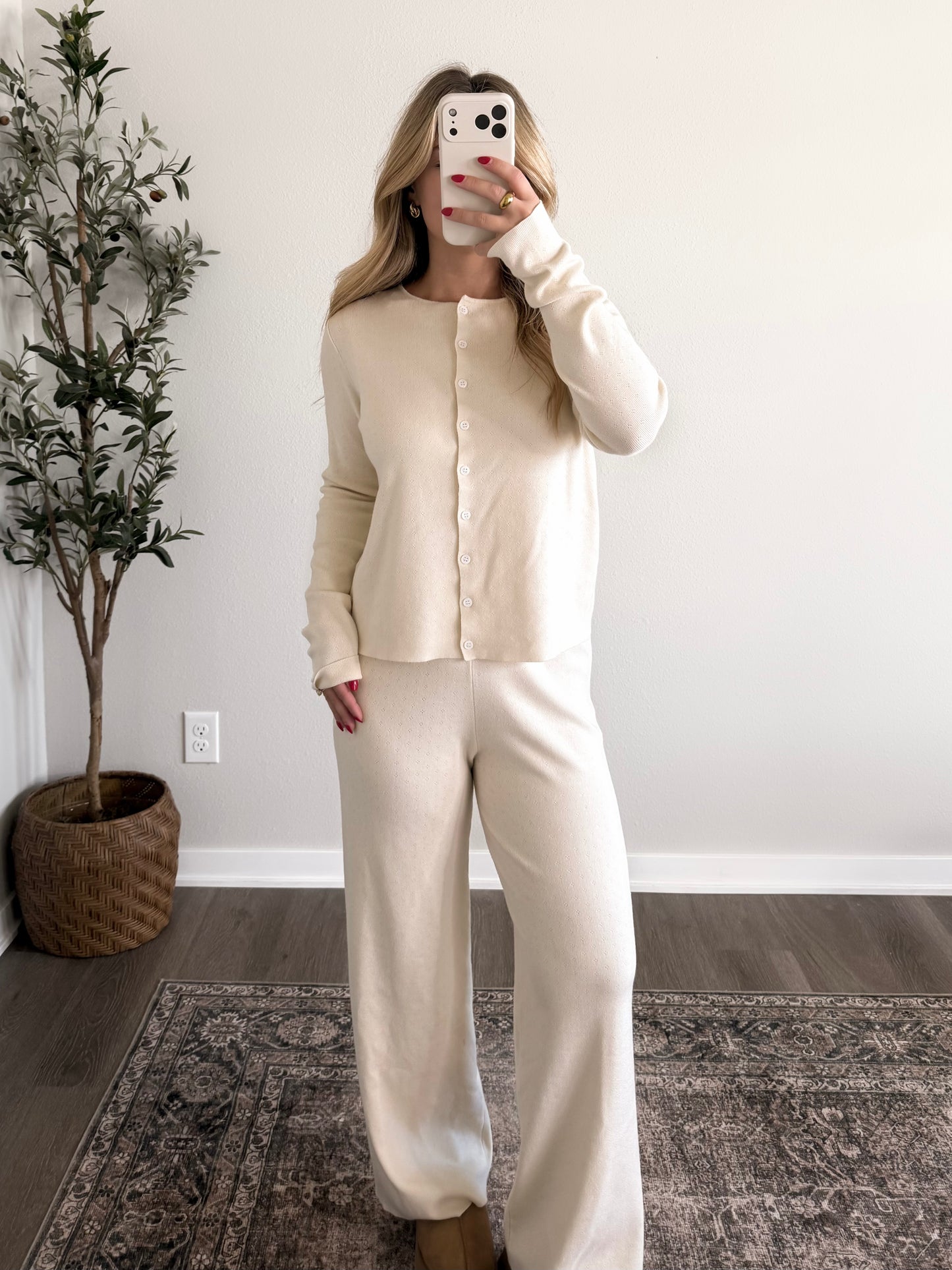 Vanilla Chia Pointelle Lounge Set