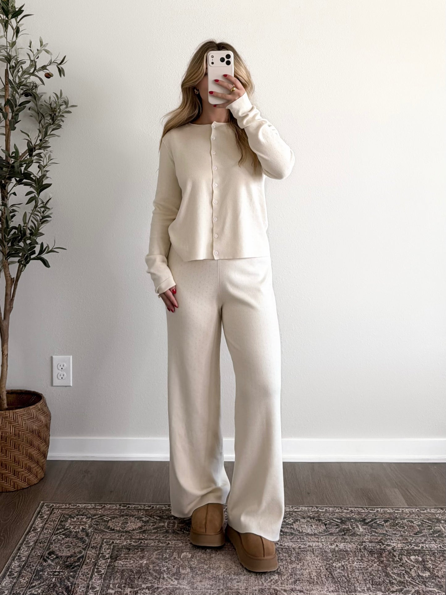 Vanilla Chia Pointelle Lounge Set