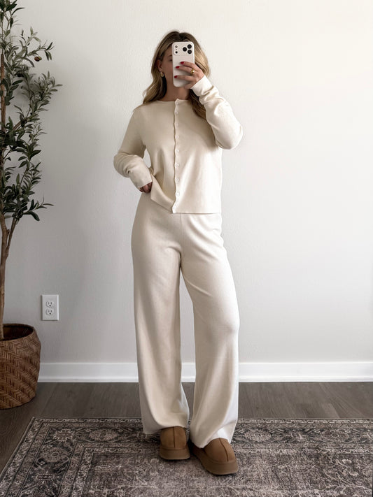 Vanilla Chia Pointelle Lounge Set