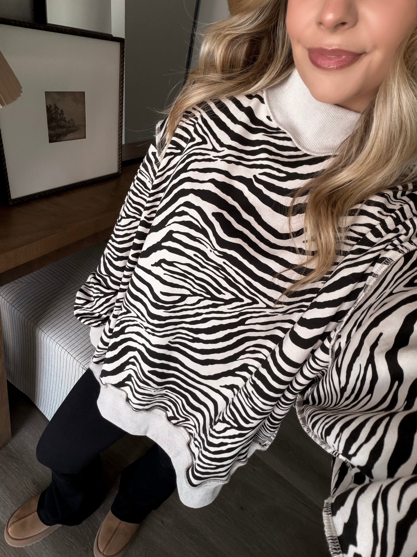 Zebra Oversized Mockneck