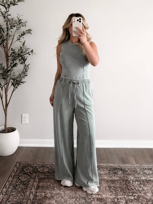 Laid Back Lounge Pant Set / Sage (Restocking 4.13)