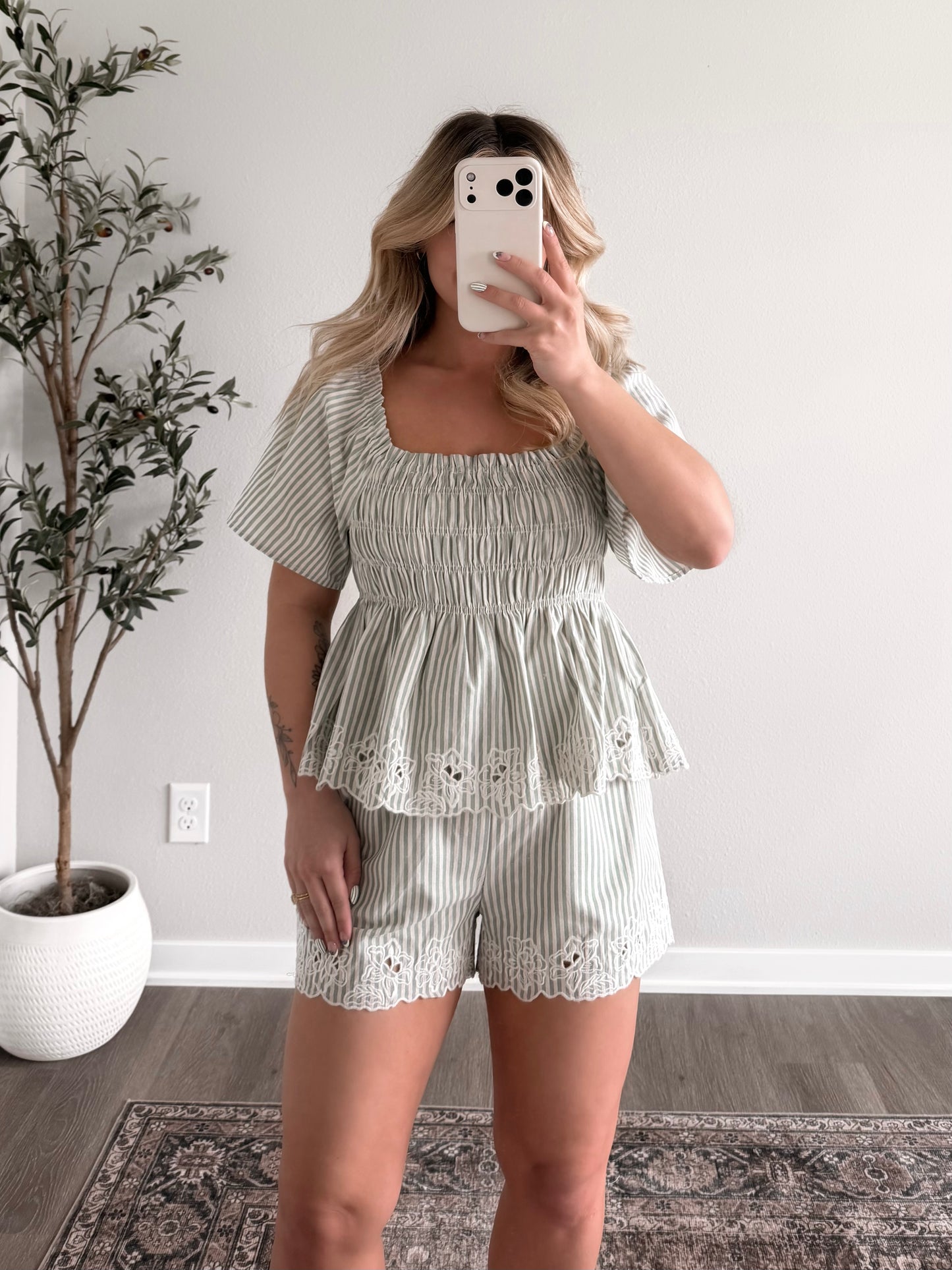 Wind & Willow Striped Short Set