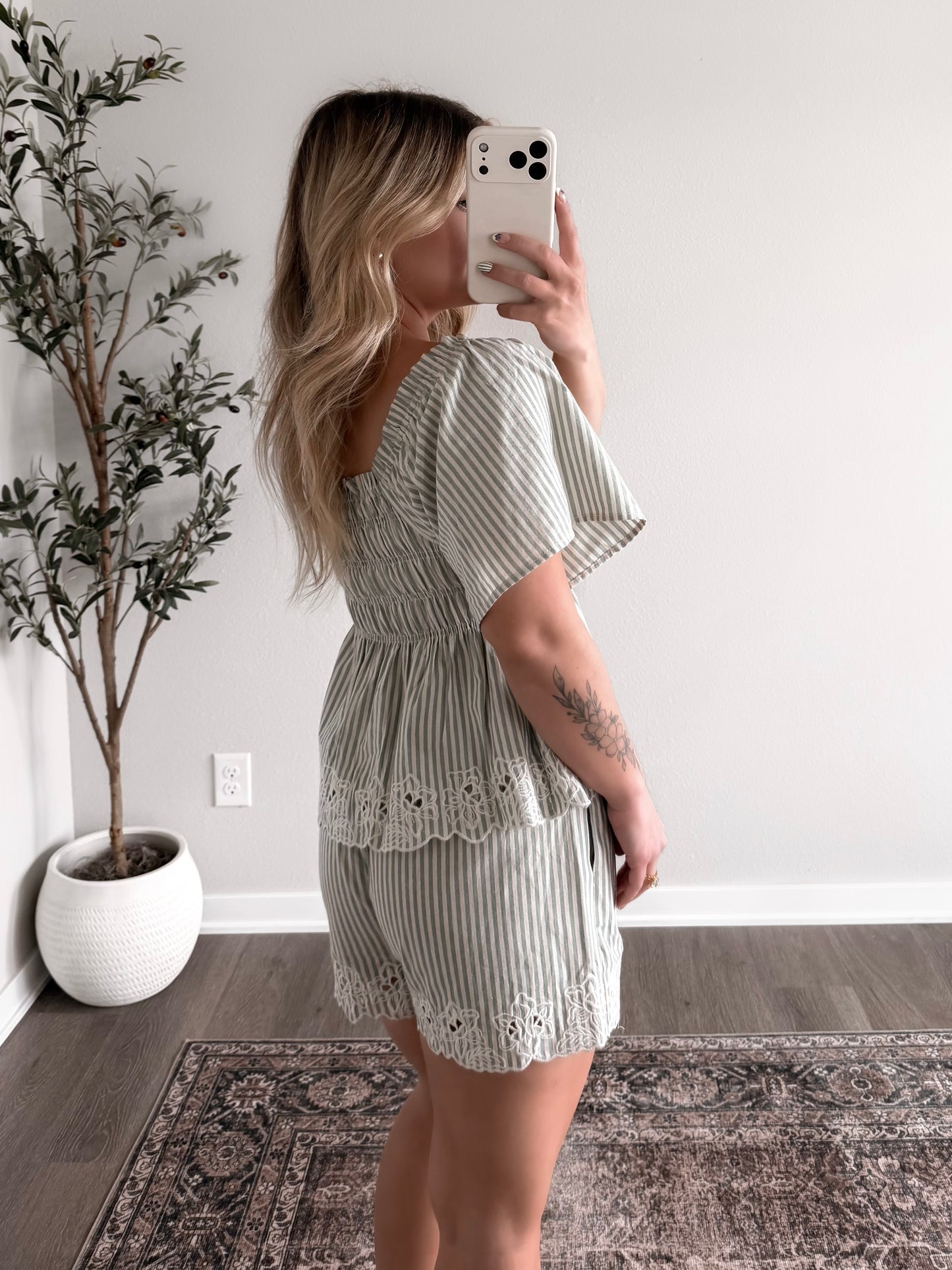 Wind & Willow Striped Short Set