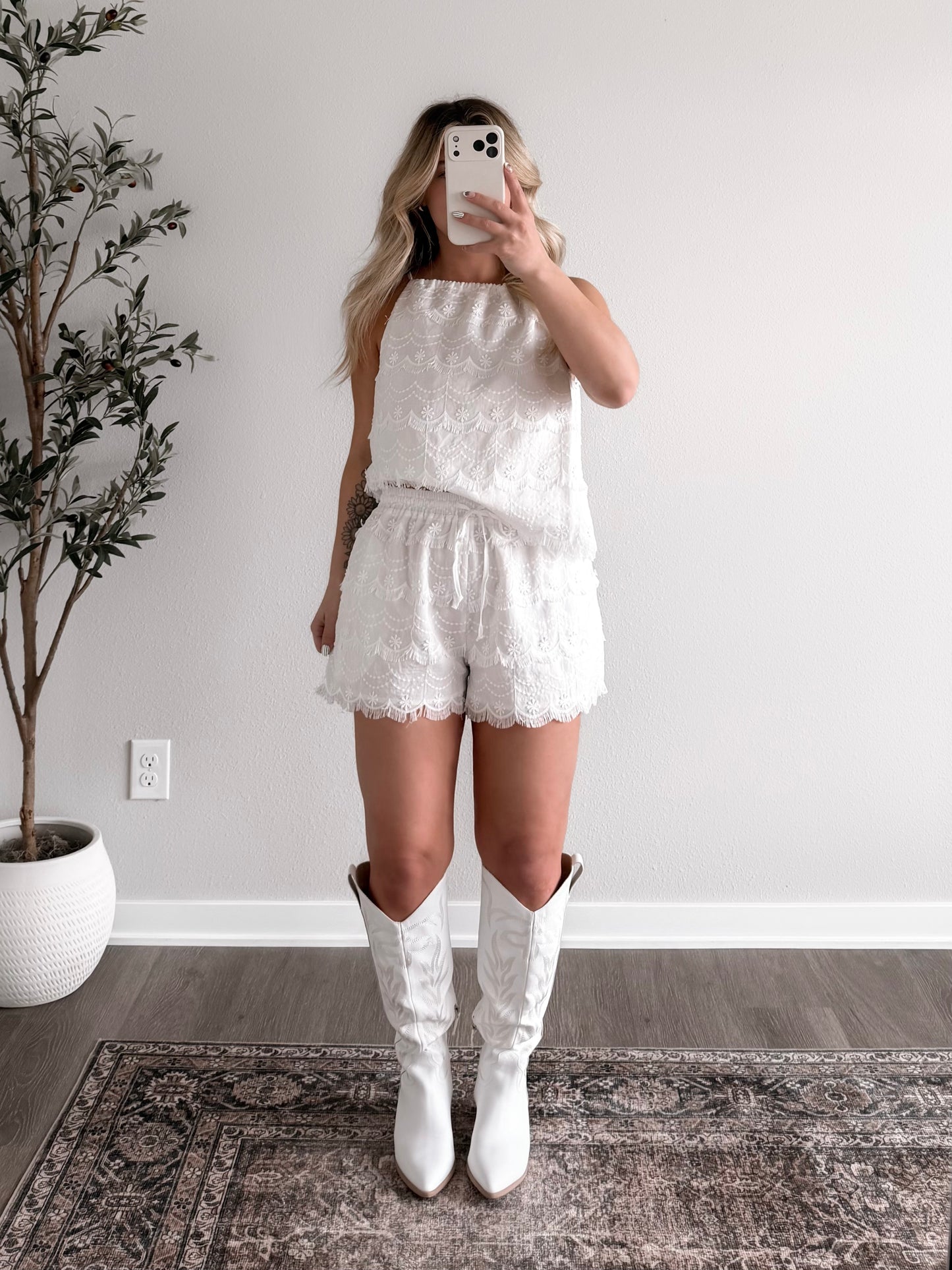 Ivora Embroidered Tassel Short Set
