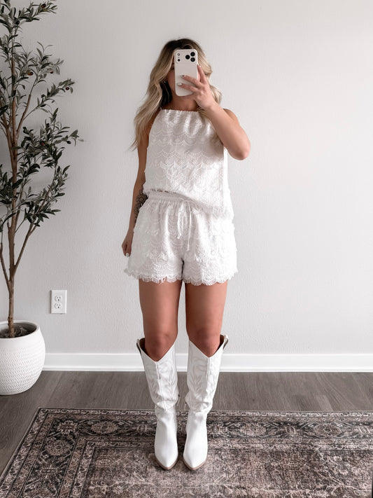 Ivora Embroidered Tassel Short Set