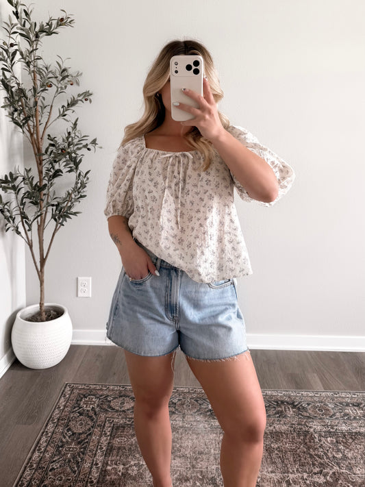 Little Blue Bloom Floral Top