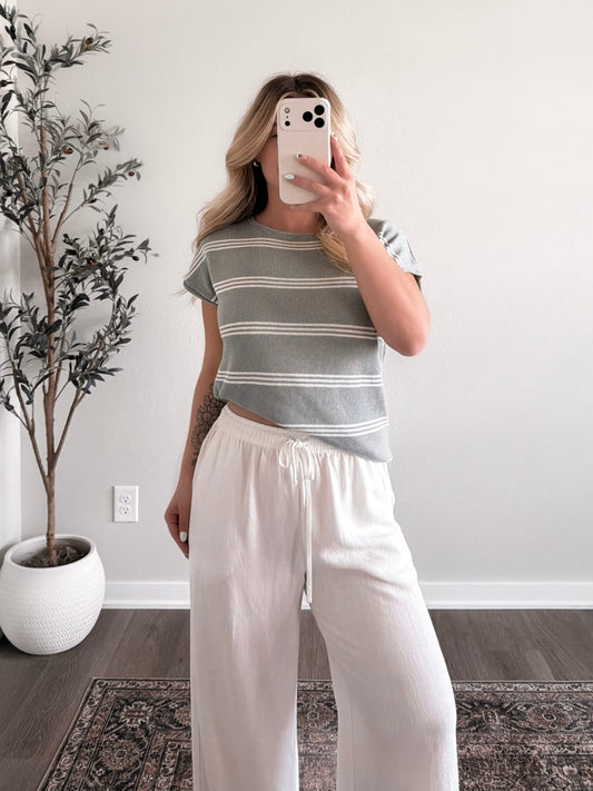 Matcha Break Striped Knit Top