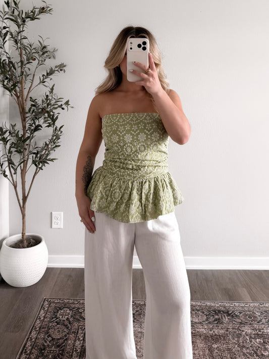 Camellia Eyelet Strapless Top