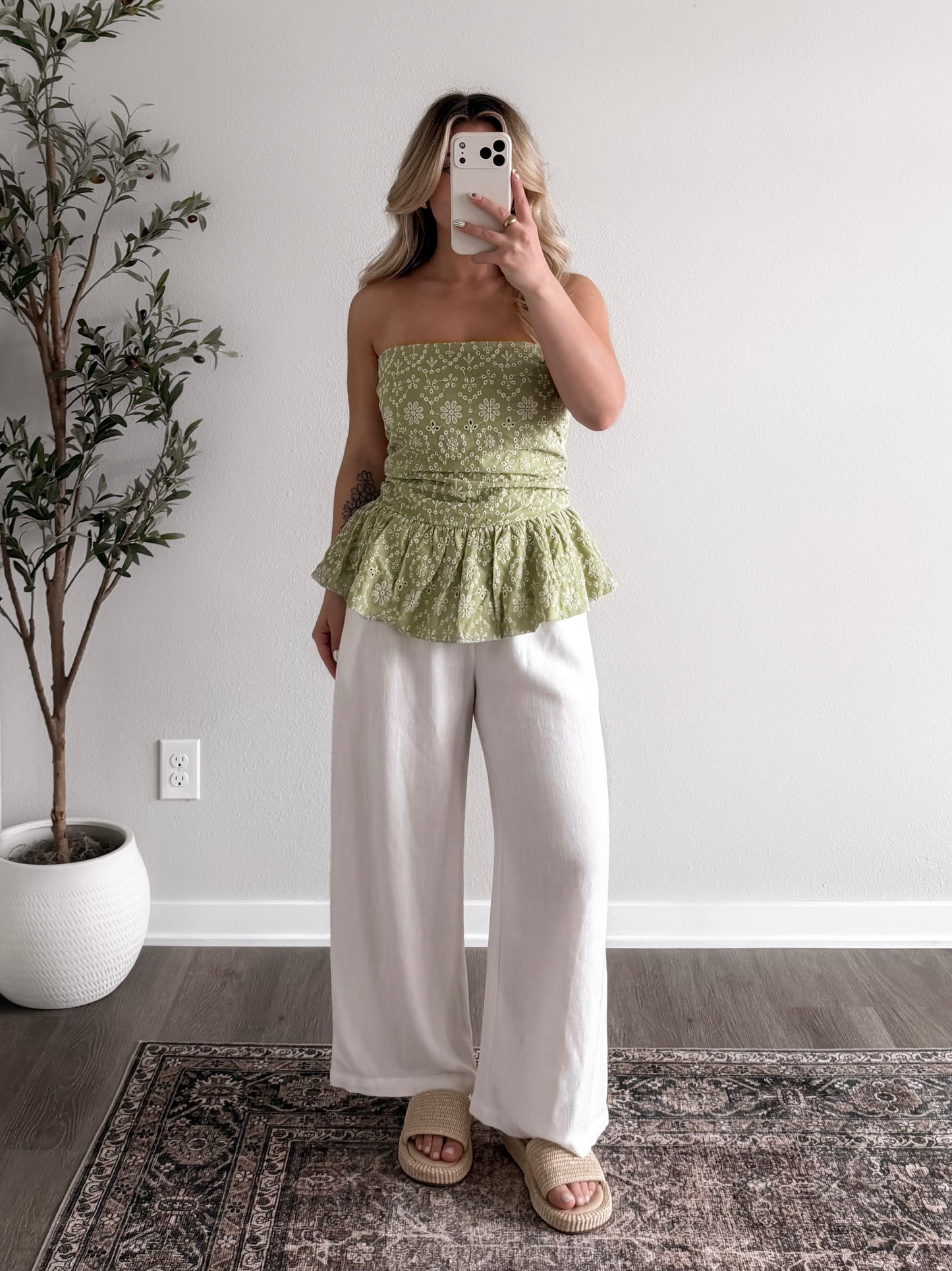 Camellia Eyelet Strapless Top