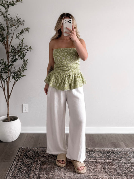 Camellia Eyelet Strapless Top