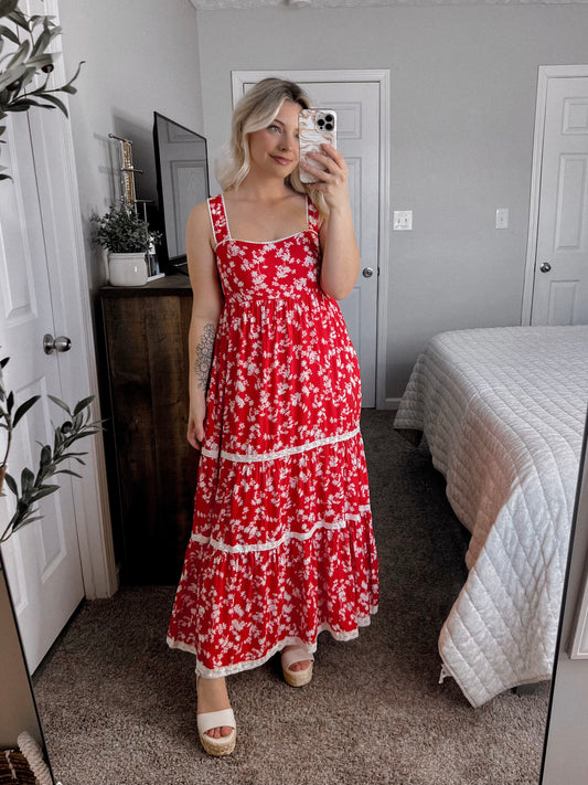 Cherry Fields Floral Maxi Dress Final Sale