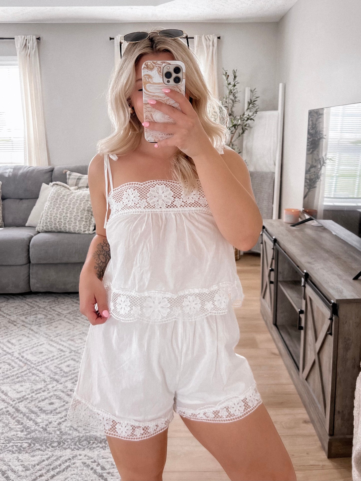 Arabella White Lace Set