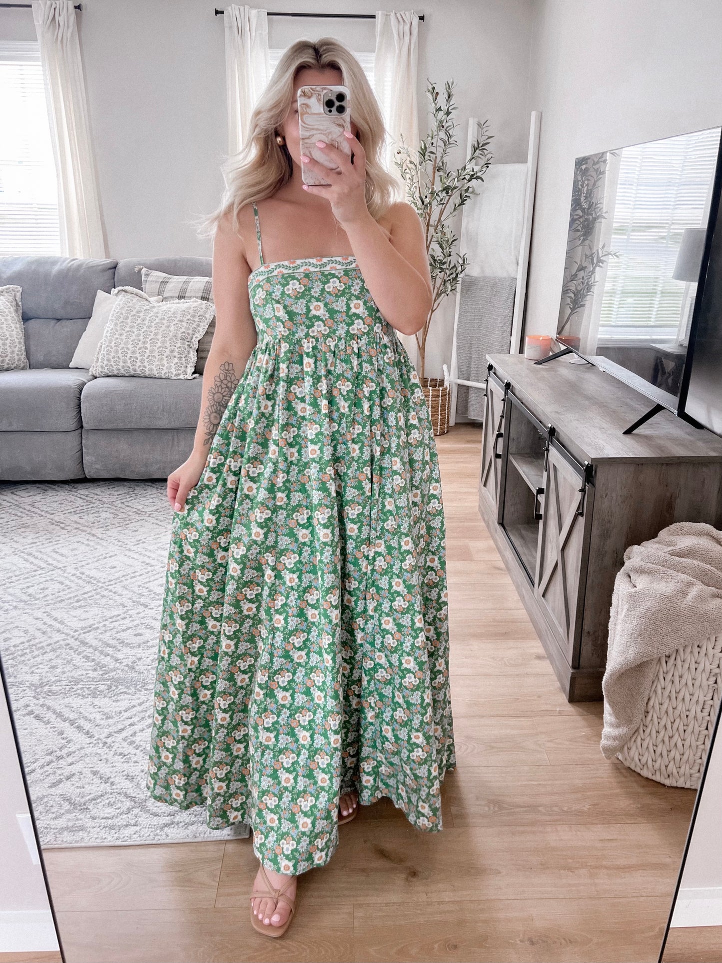 Green Goddess Floral Maxi Dress