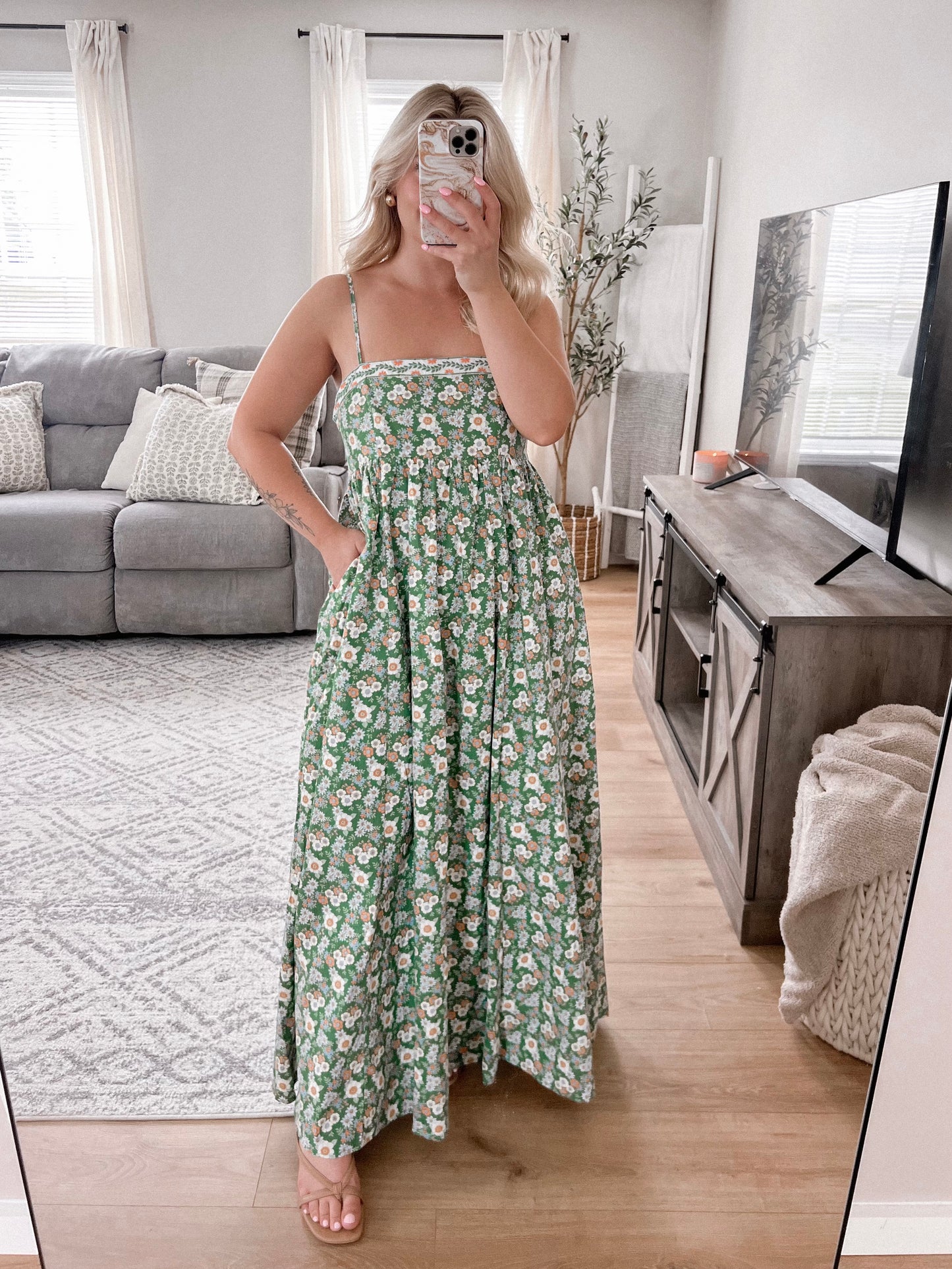 Green Goddess Floral Maxi Dress