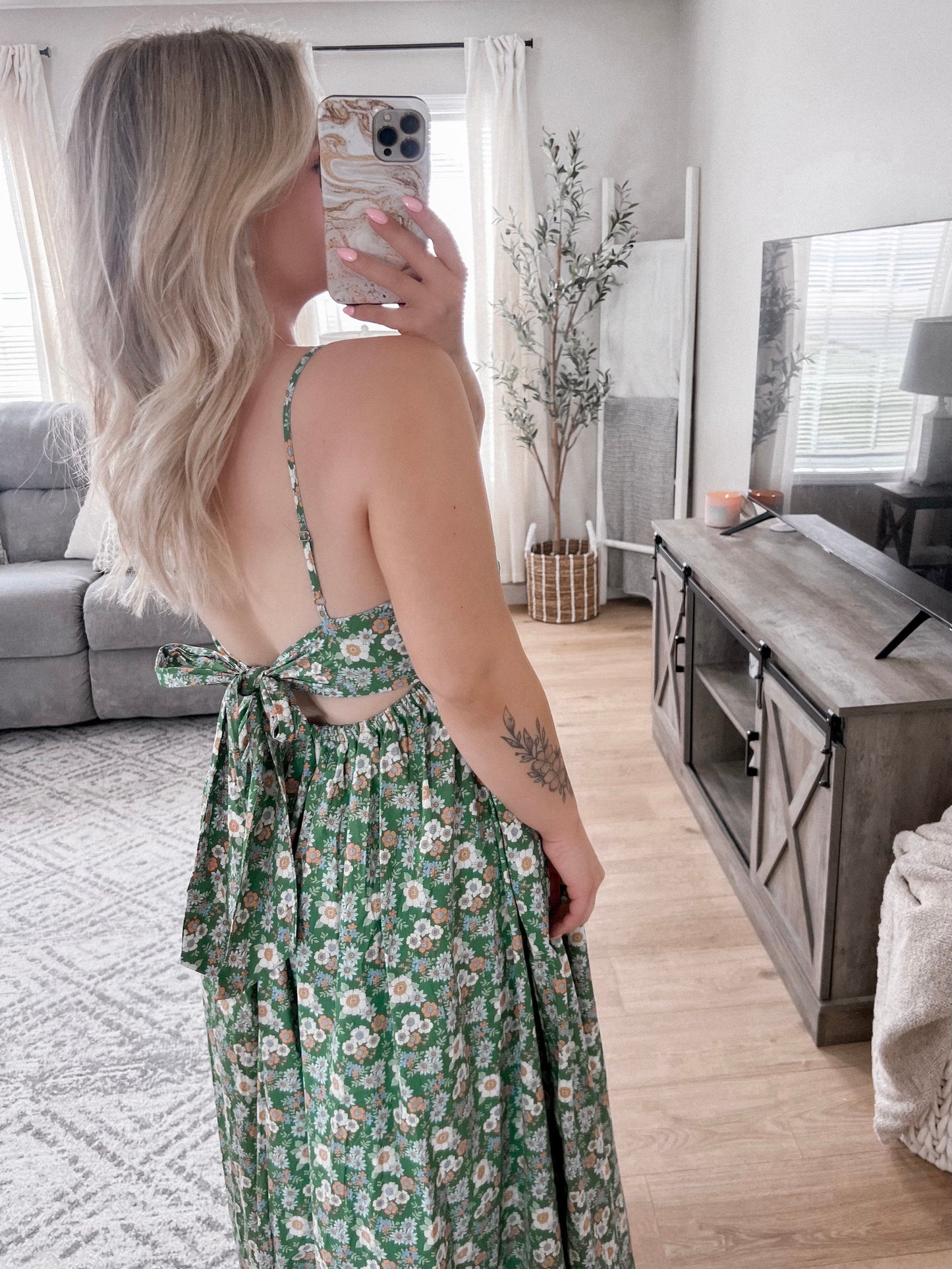 Green Goddess Floral Maxi Dress