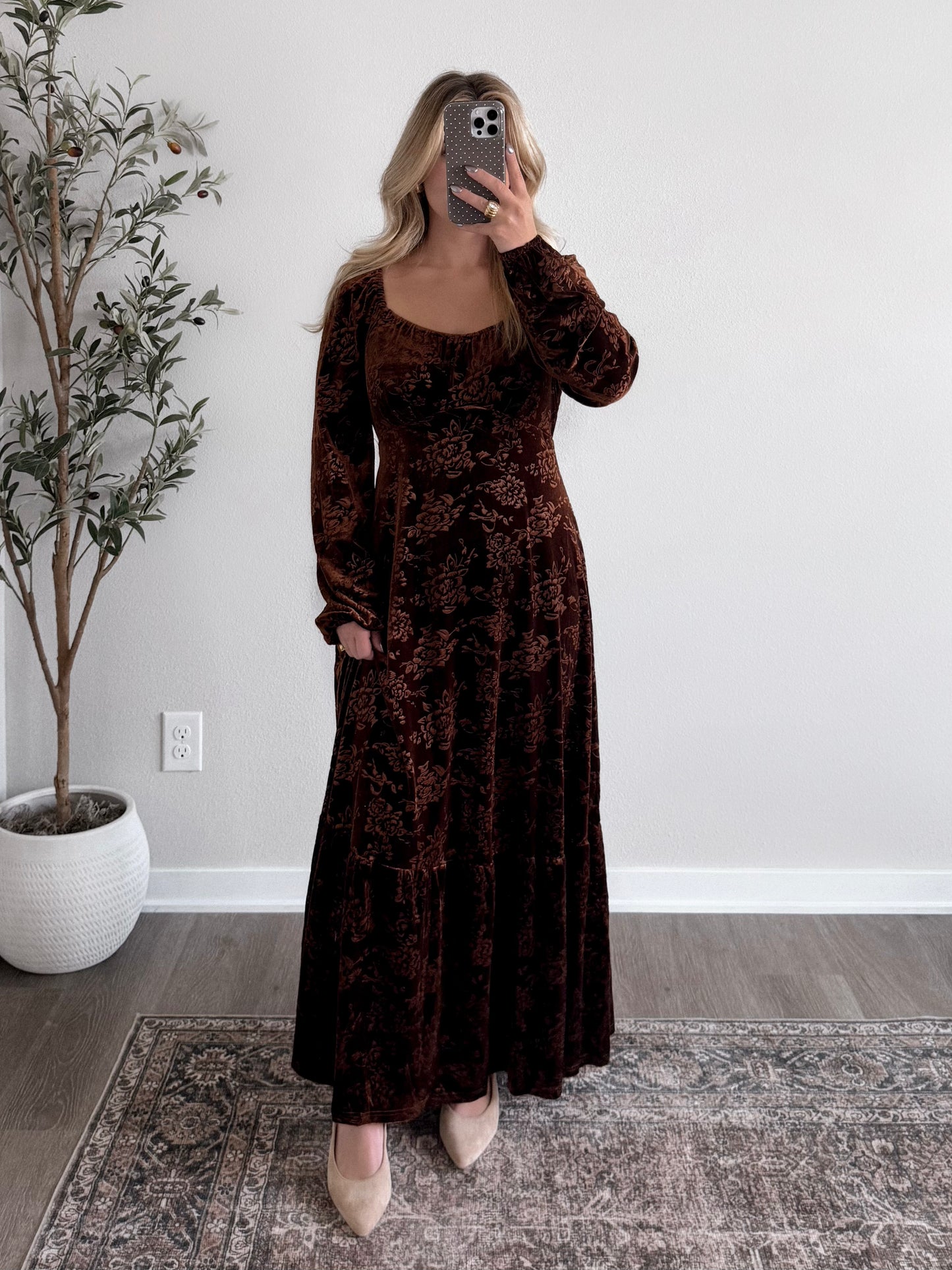 Rich Velvet Embossed Maxi Dress